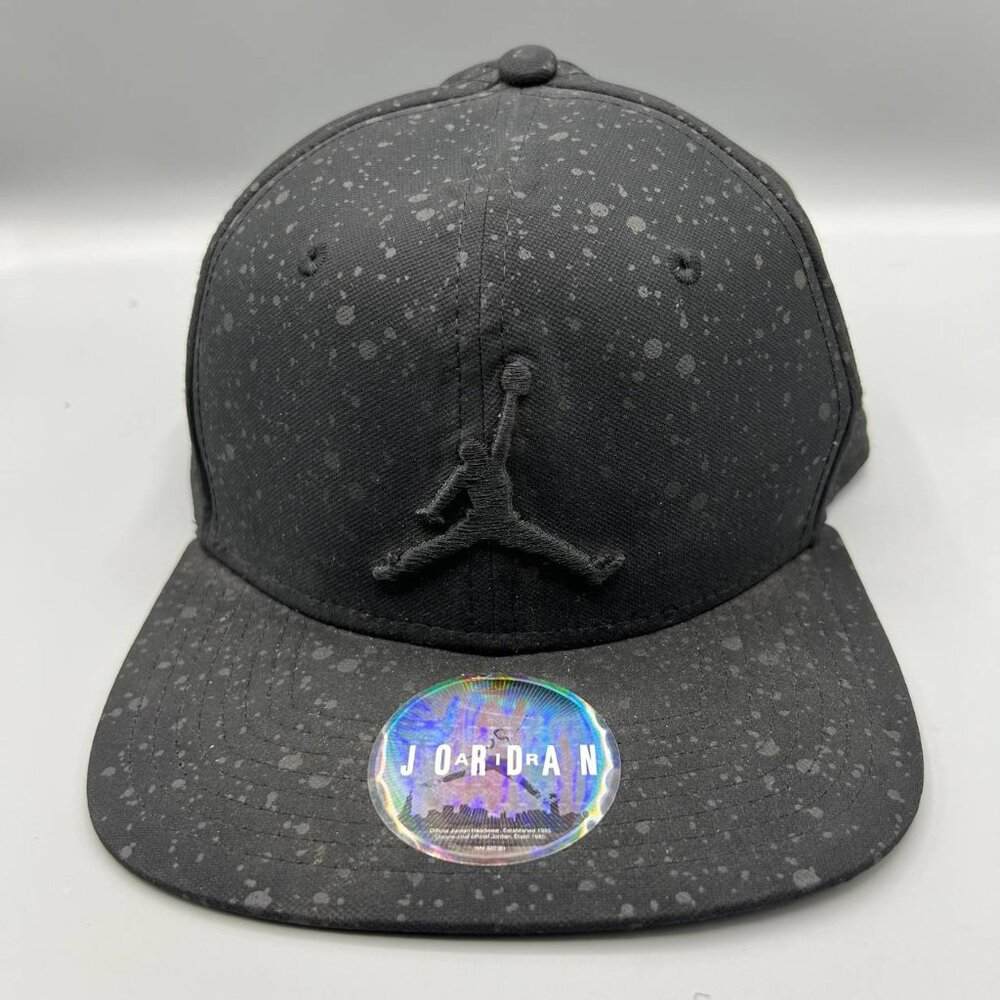 Air Jordan Hat Men Black Speckle Print Jumpman Snap Back Cap